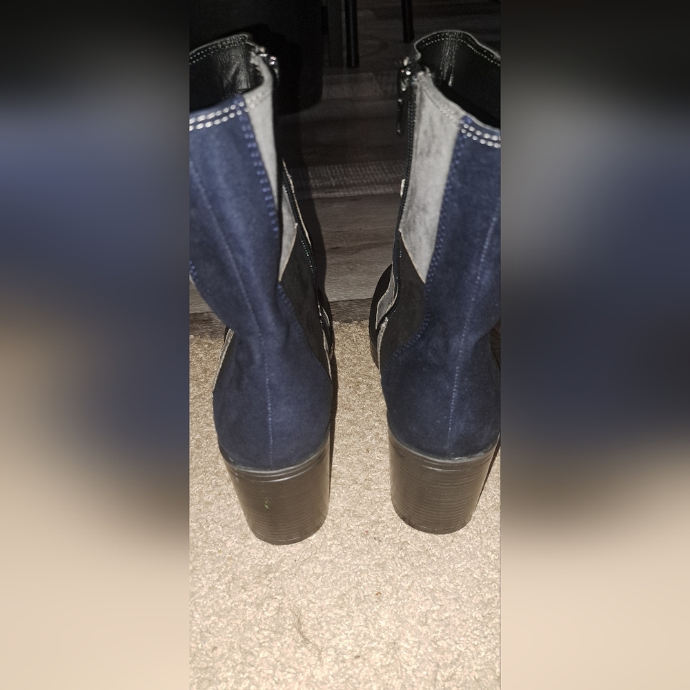 Ladies MIA TANNERN BOOTS Patchwork Faux SUEDE Zip Side Retro Style 9 - Picture 9 of 11